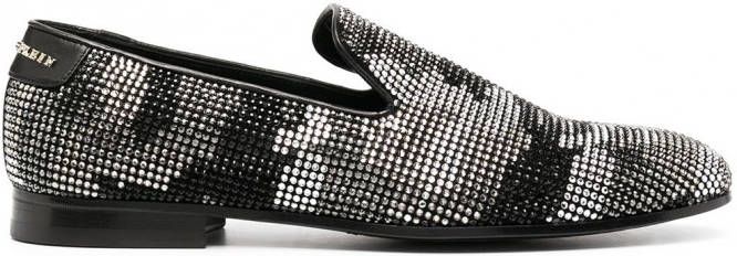 Philipp Plein Mocassin loafers met camouflage Zwart