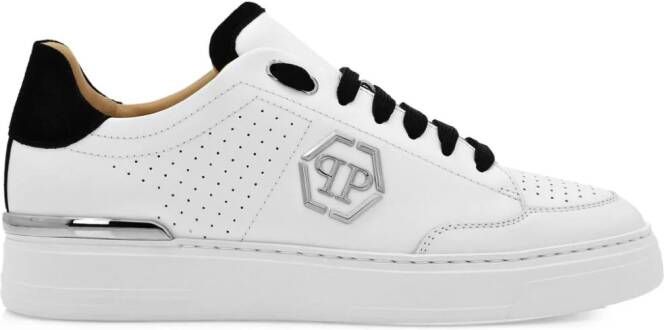 Philipp Plein Leren sneakers met monogram Wit