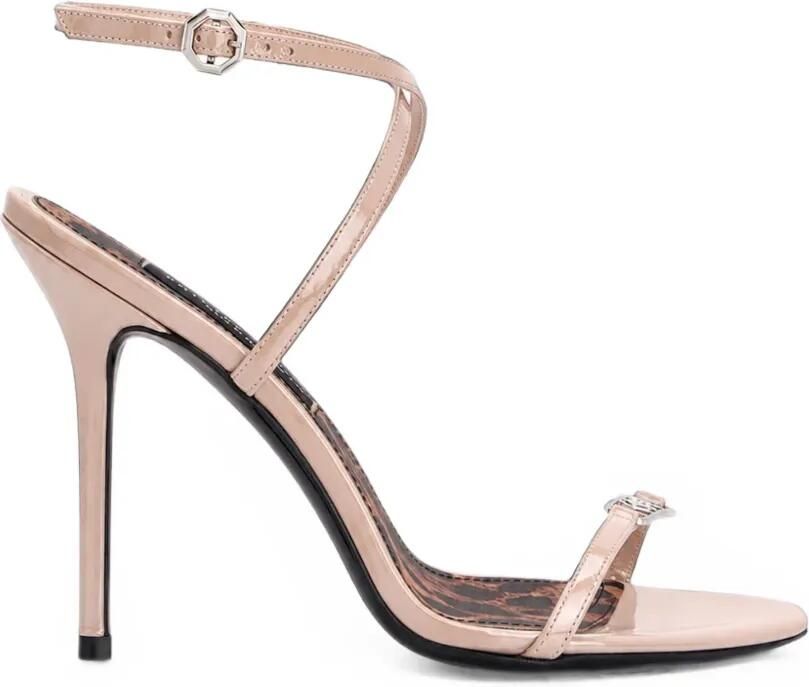Philipp Plein 11 lakleren sandalen met hoge hak Beige