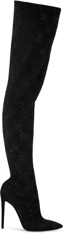 Philipp Plein 120 mm laarzen met monogram-print Zwart