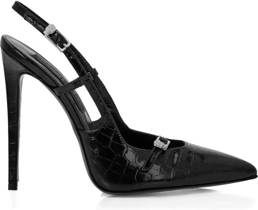 Philipp Plein 120 mm slingback pumps met krokodillen-effect Zwart