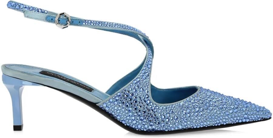 Philipp Plein 55 mm slingback pumps met stras Blauw