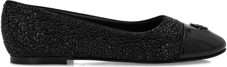 Philipp Plein Ballerina's met stras logo Zwart