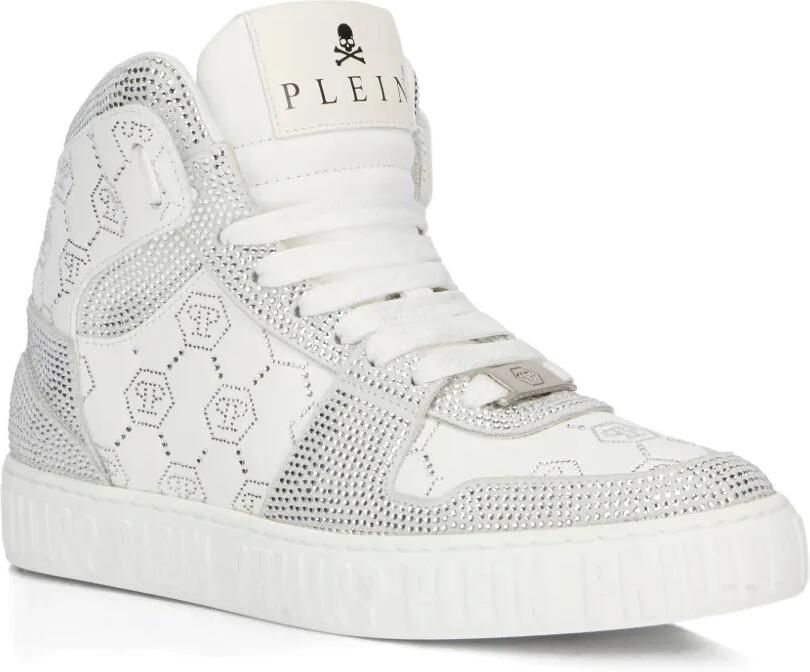 Philipp Plein Carson high-top sneakers met monogram en stras Wit