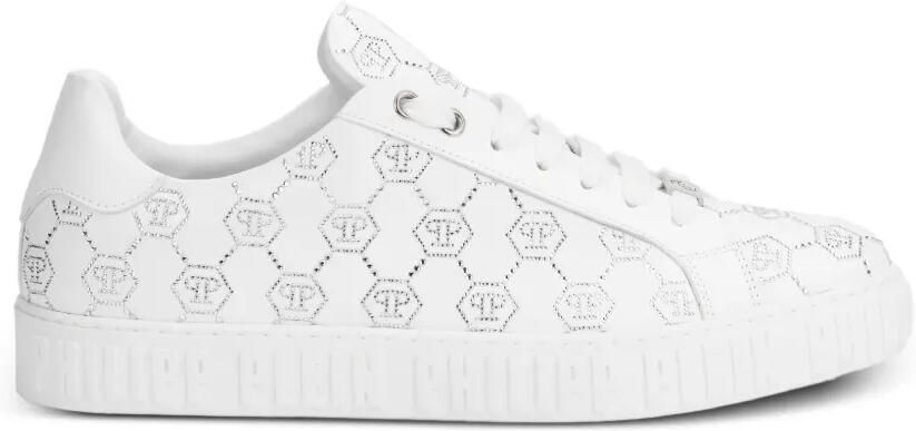 Philipp Plein Carson low-top sneakers met monogram en stras Wit