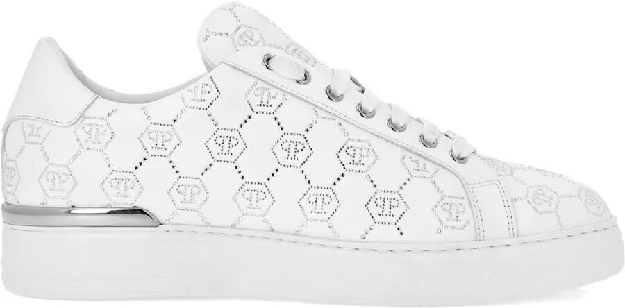 Philipp Plein Carson Monogram Strass sneakers Wit