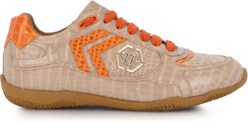 Philipp Plein Cocco leren sneakers met reliëf Bruin
