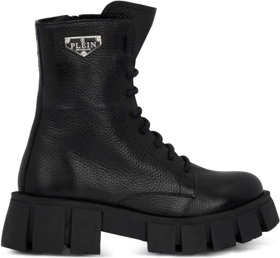 Philipp Plein Combat boots met logoplakkaat Zwart