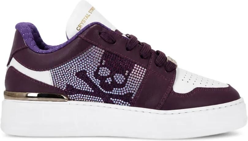 Philipp Plein Sneakers verfraaid met kristallen en doodskop-patroon Paars