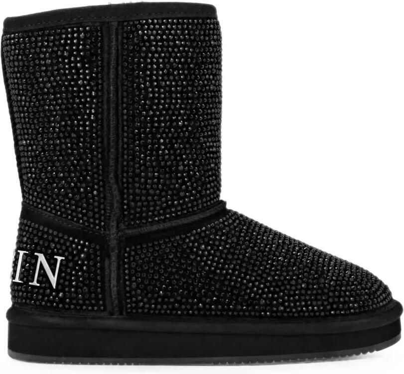 Philipp Plein Fake suède winterlaarzen met stras Zwart