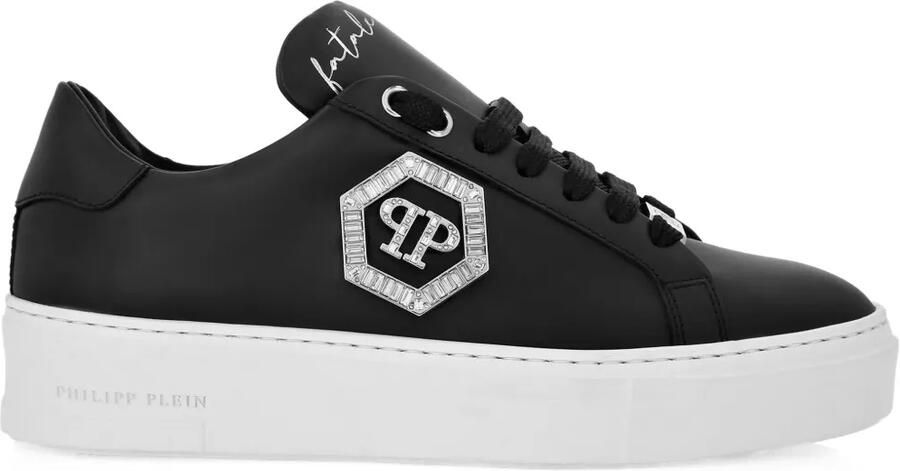 Philipp Plein Fatale nappaleren low-top sneakers met kristallen Zwart