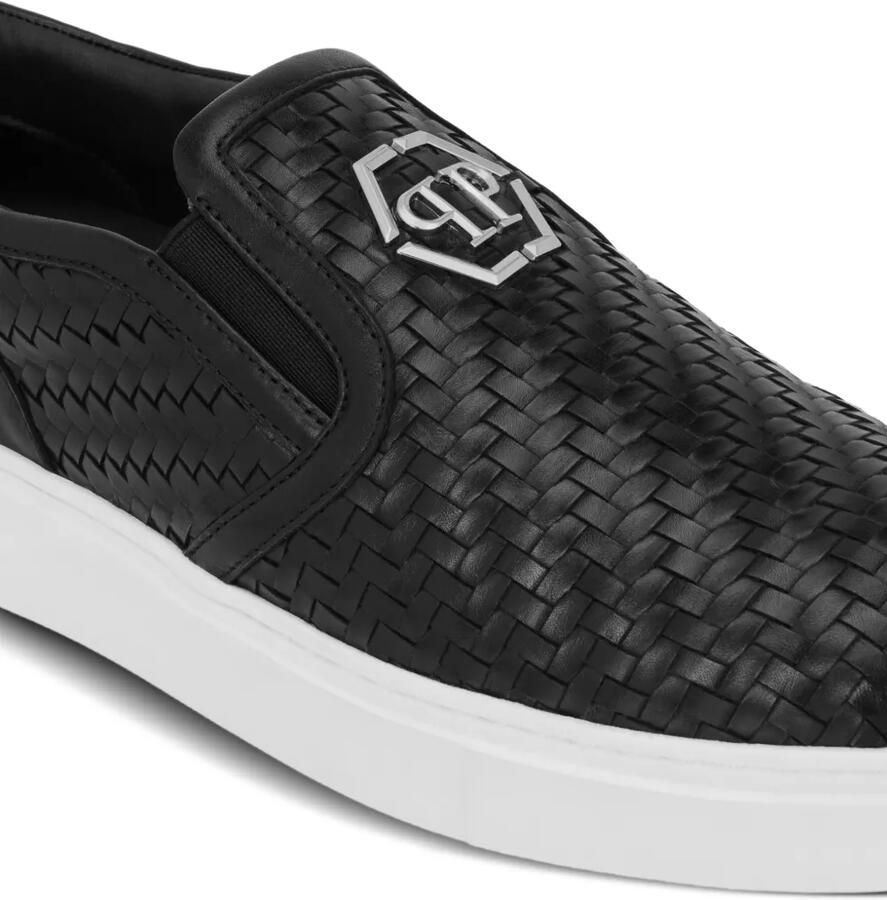 Philipp Plein Geweven leren slip-on schoenen Zwart - Foto 2