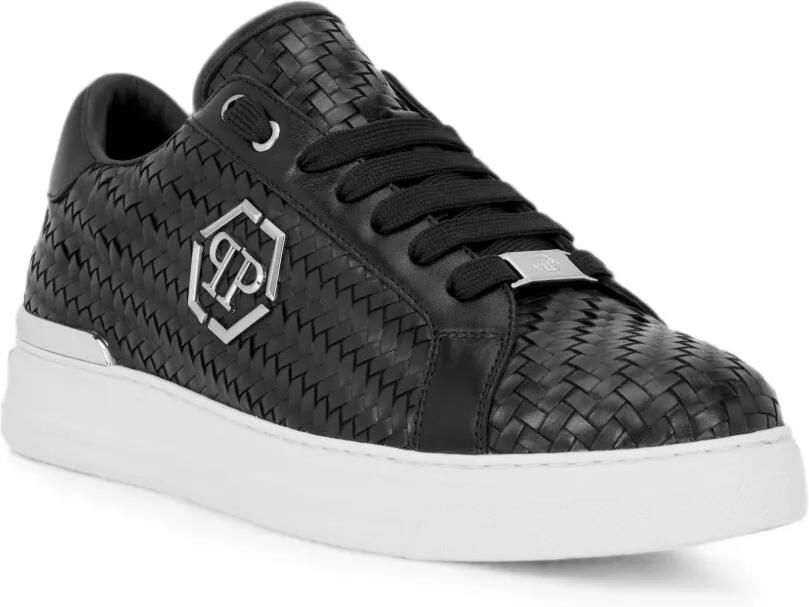 Philipp Plein Geweven leren sneakers Zwart - Foto 3