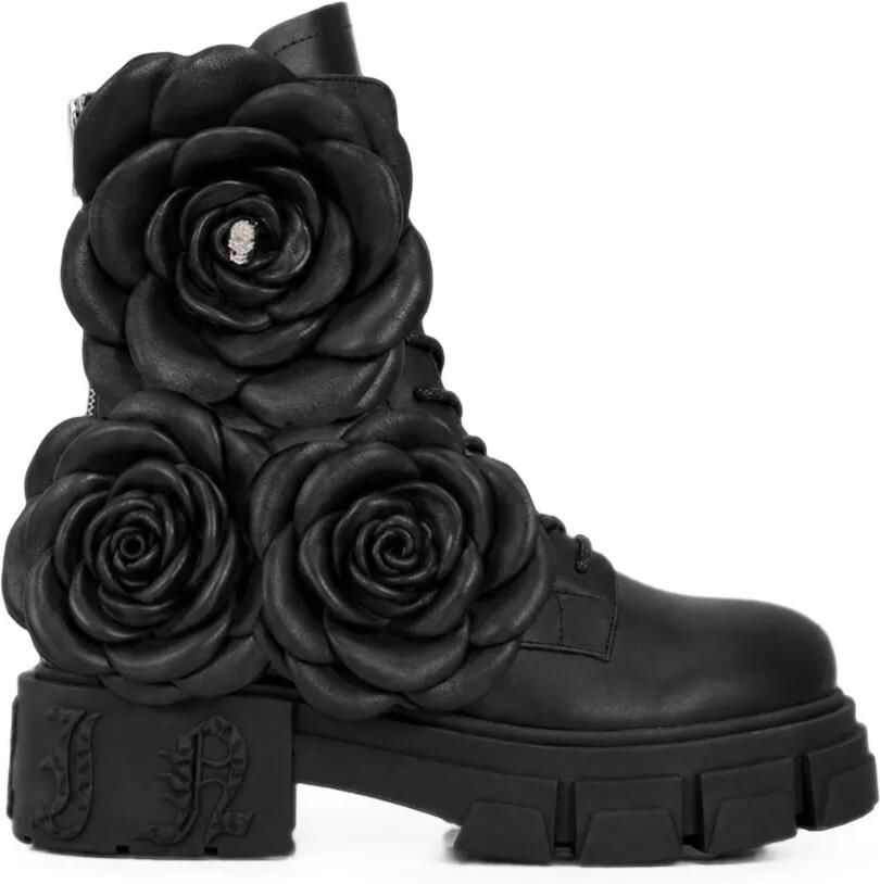 Philipp Plein Gothic Plein veterlaarzen met bloemen Zwart