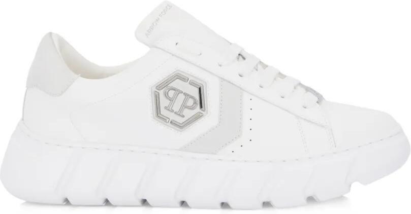 Philipp Plein Hexagon Force leren low-top sneakers Wit