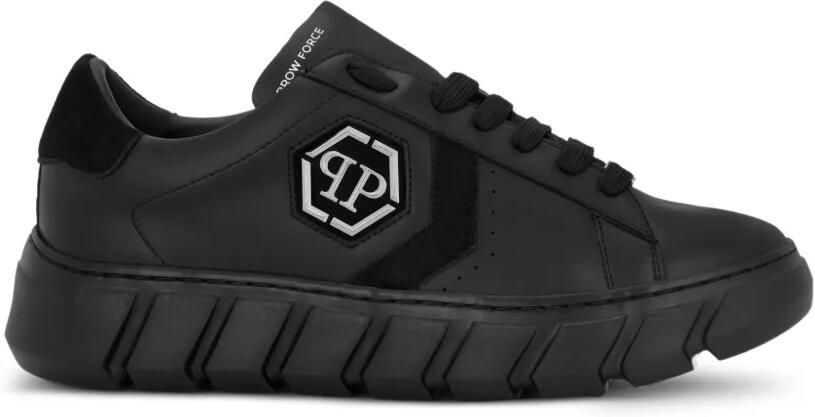Philipp Plein Hexagon Force leren sneakers Zwart