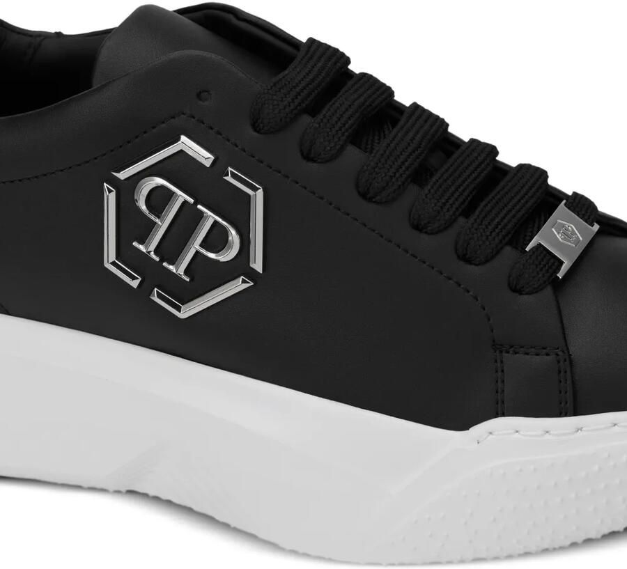 Philipp Plein Hexagon leren hardloopschoenen Zwart