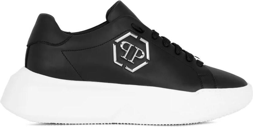 Philipp Plein Hexagon leren hardloopschoenen Zwart - Foto 4