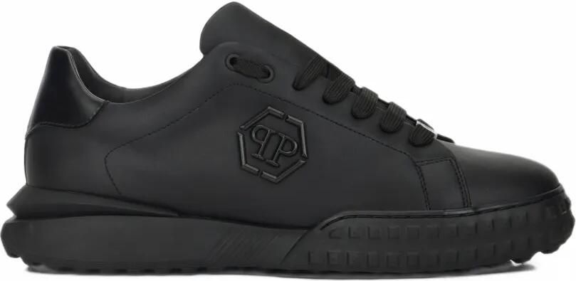 Philipp Plein Hexagon leren low-top sneakers Zwart