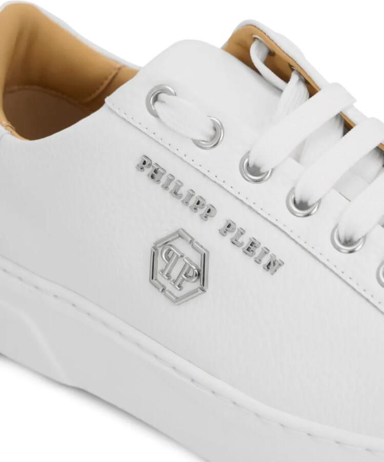 Philipp Plein Hexagon leren sneakers Wit
