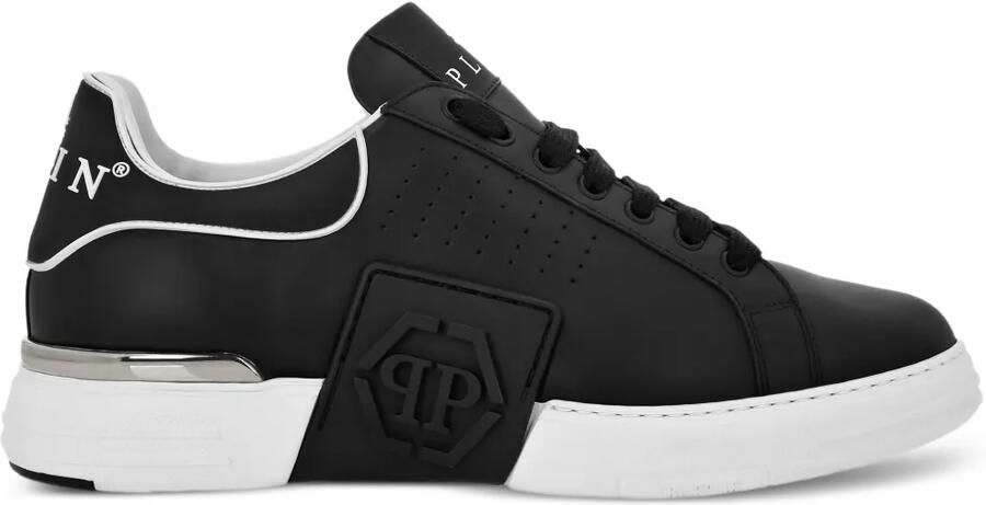 Philipp Plein Hexagon leren sneakers Zwart
