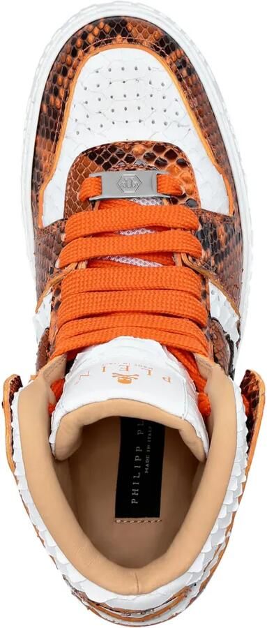 Philipp Plein High-top sneakers met python doodskop Bruin - Foto 2