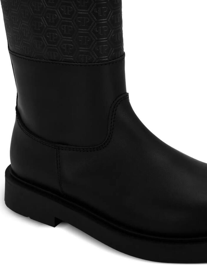 Philipp Plein Junior Enkellaarzen met monogram-reliëf Zwart - Foto 2