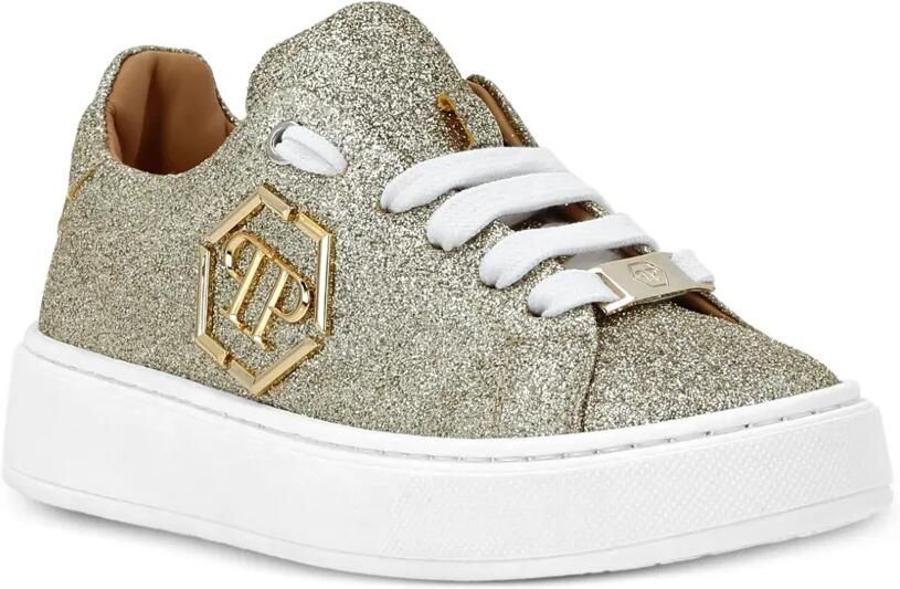 Philipp Plein Junior Hexagon sneakers met glitter Goud