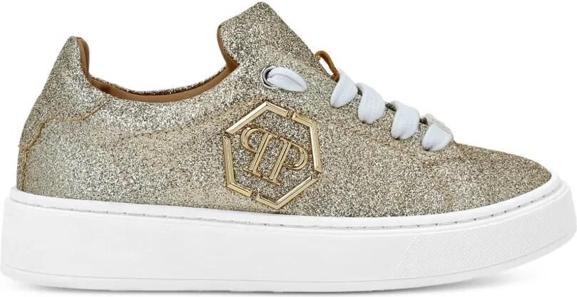 Philipp Plein Junior Hexagon sneakers met glitter Goud - Foto 3