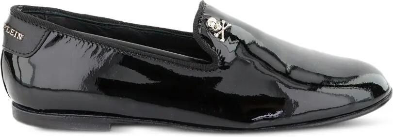 Philipp Plein Junior Lakleren loafers met doodskop-detail Zwart