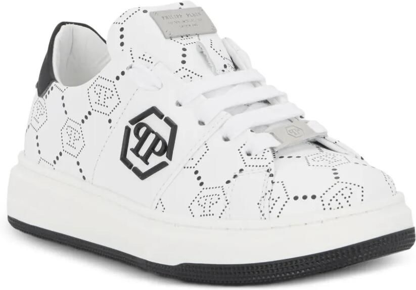 Philipp Plein Junior Low-top sneakers met monogram Wit