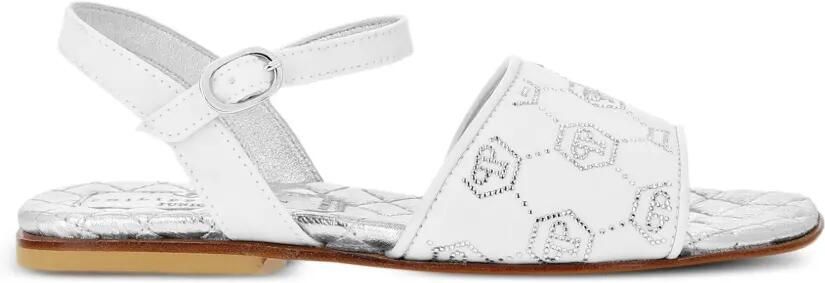 Philipp Plein Junior Sandalen met monogram en stras Wit