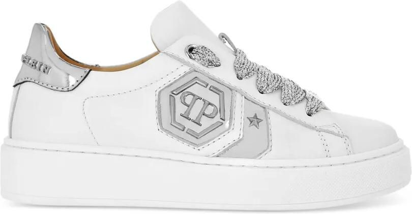 Philipp Plein Junior Sneakers met Hexagon-applicatie Wit
