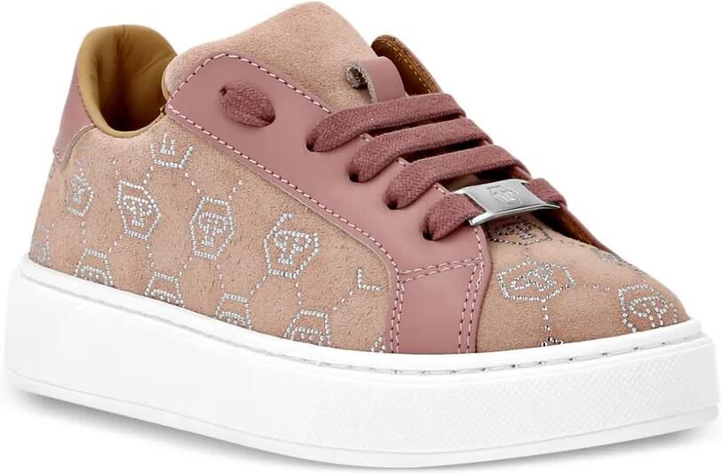 Philipp Plein Junior Sneakers met logo Beige