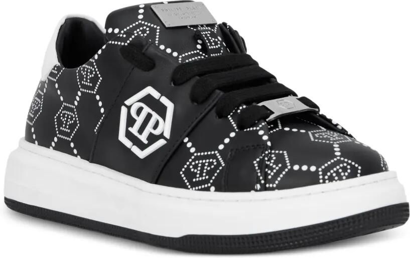 Philipp Plein Junior Sneakers met monogramprint Zwart