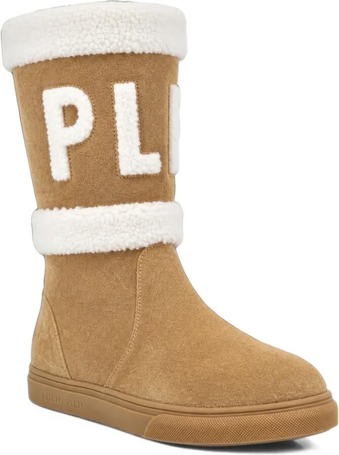 Philipp Plein Laarzen met afwerking van imitatielamswol en logopatch Beige - Foto 5