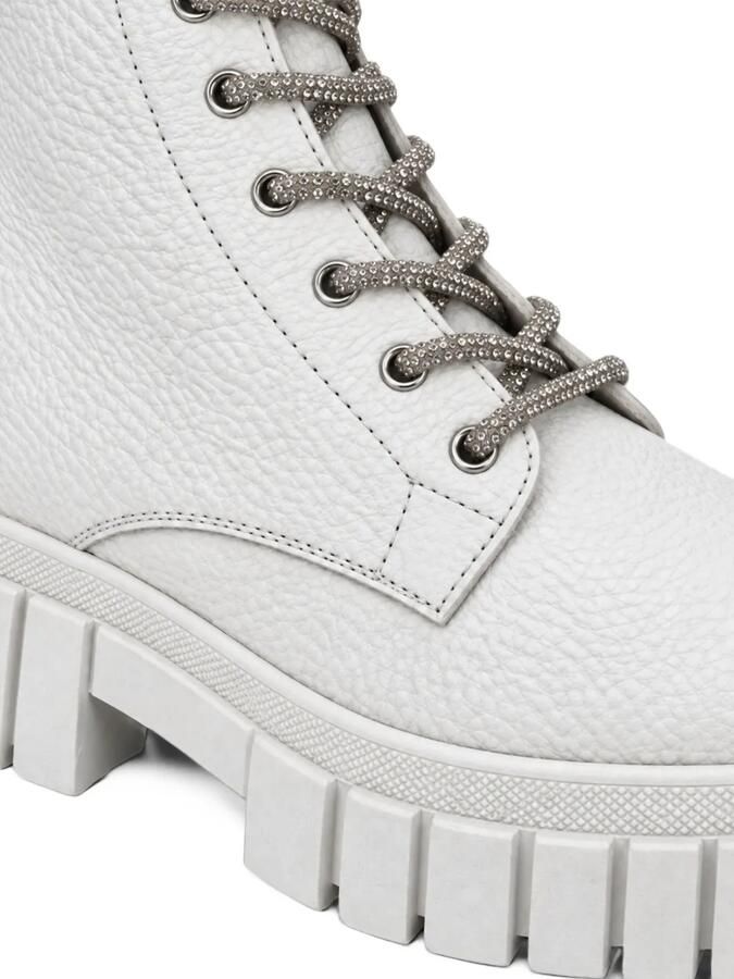 Philipp Plein leather boots Deer-print laces strass Beige - Foto 5