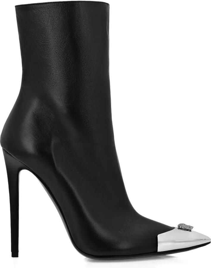 Philipp Plein Leren enkellaarzen Zwart