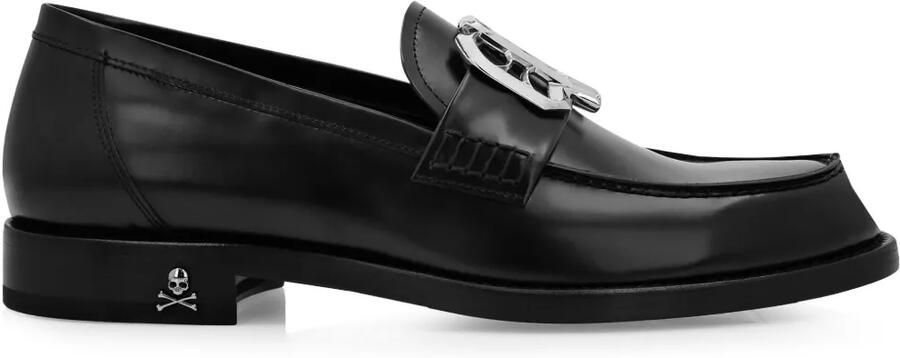 Philipp Plein Leren loafers met logoplakkaat Zwart