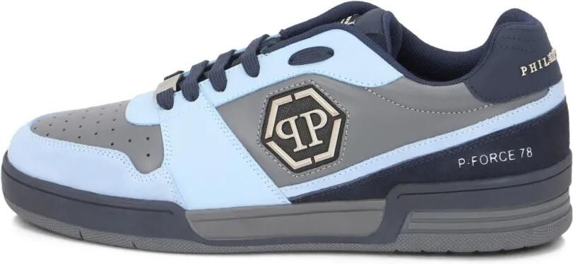 Philipp Plein Leren low-top sneakers met logoplakkaat Blauw