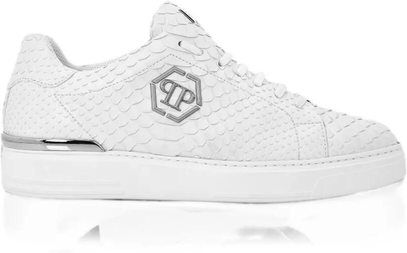 Philipp Plein Lo-top sneakers met python-effect Wit