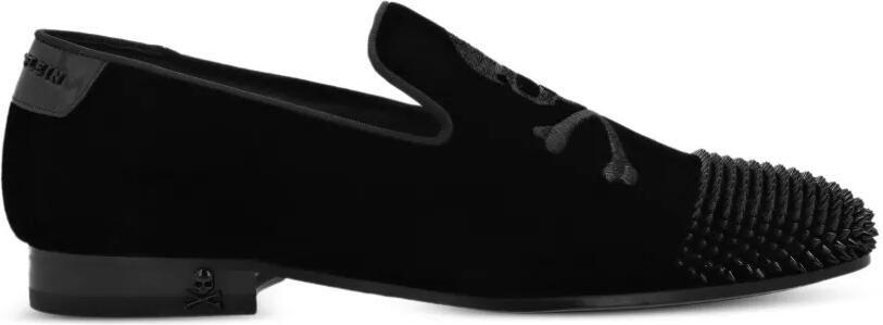 Philipp Plein Loafers met doodskoppatroon Zwart