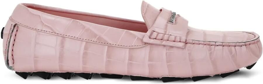 Philipp Plein Loafers met krokodillen-reliëf Roze