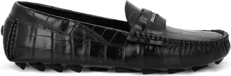 Philipp Plein Loafers met krokodillen-reliëf Zwart