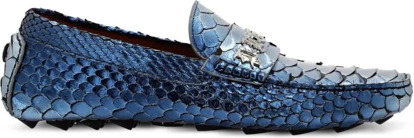 Philipp Plein Loafers van pythonleer Blauw