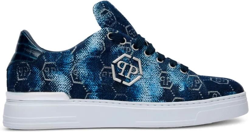 Philipp Plein Low-top sneakers met monogram jacquard Blauw
