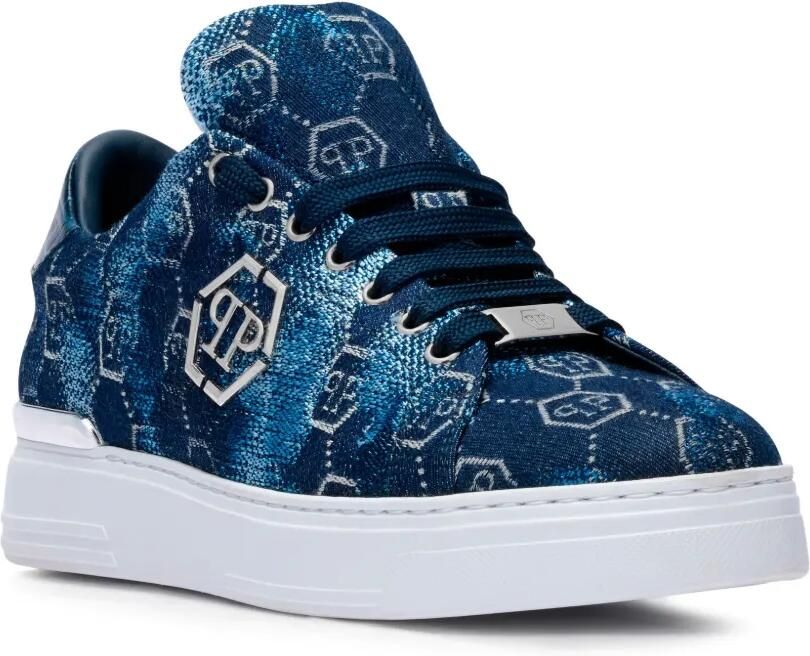 Philipp Plein Low-top sneakers met monogram jacquard Blauw - Foto 4