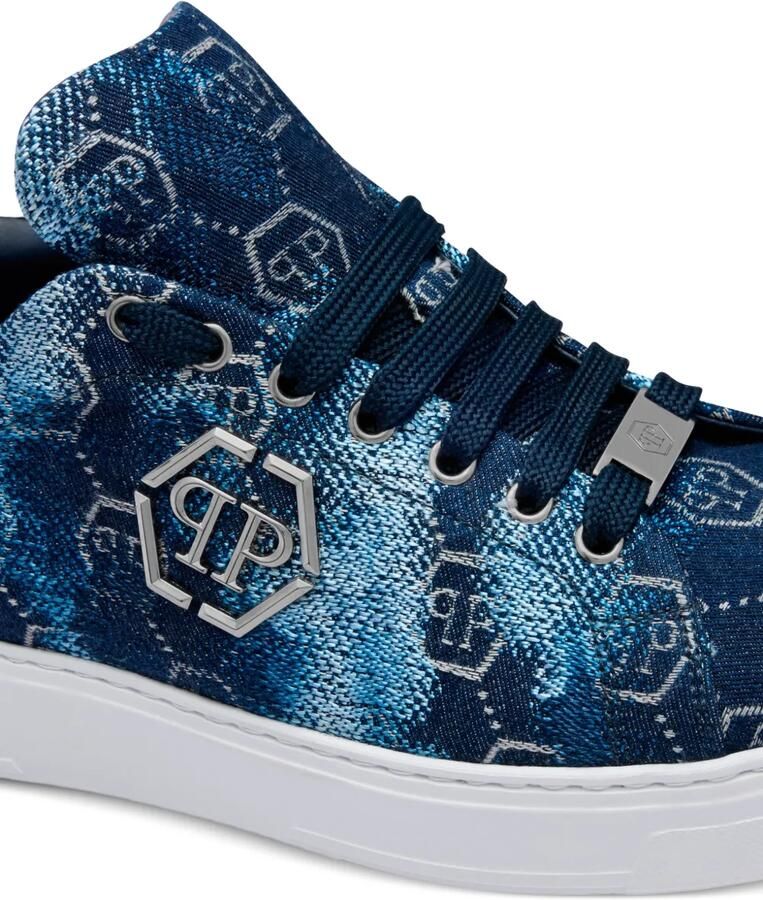 Philipp Plein Low-top sneakers met monogram jacquard Blauw - Foto 2