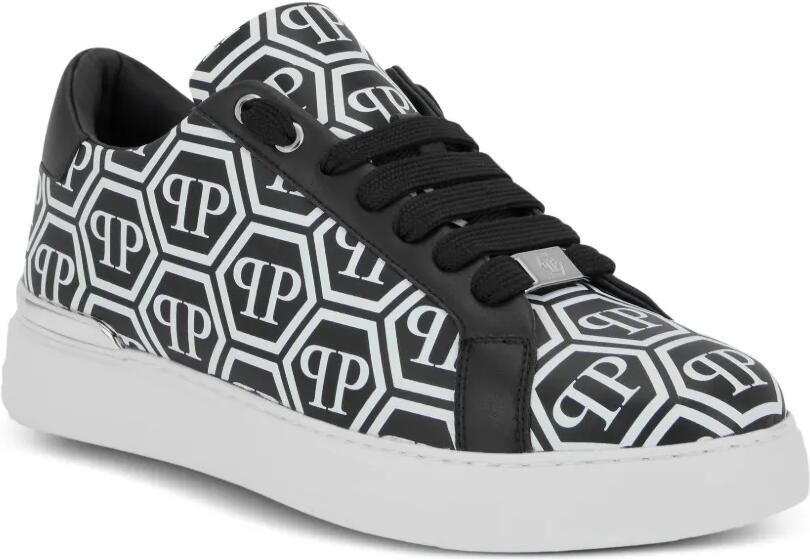Philipp Plein Low-top sneakers van nappaleer met groot monogram Zwart - Foto 3
