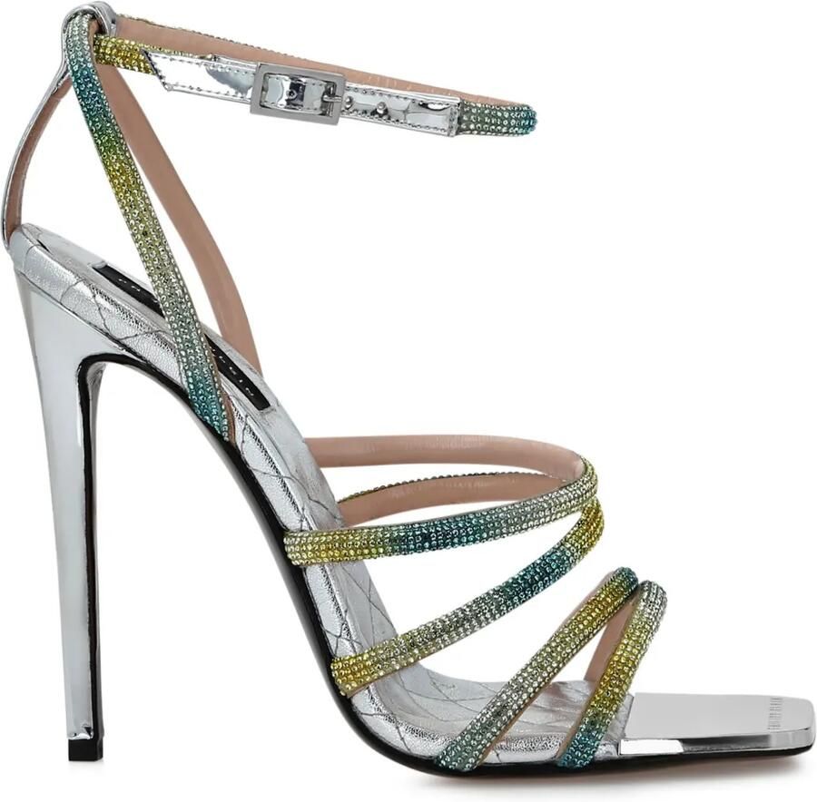 Philipp Plein Mirror Crystal sandalen verfraaid met studs Zilver